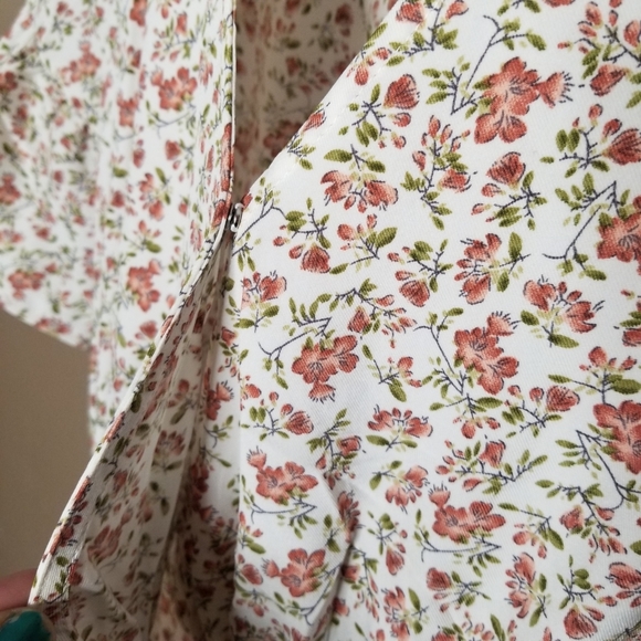 014 20 start White boho ditsy floral v-neck ruffle wrap waist midi dress - Picture 7 of 11